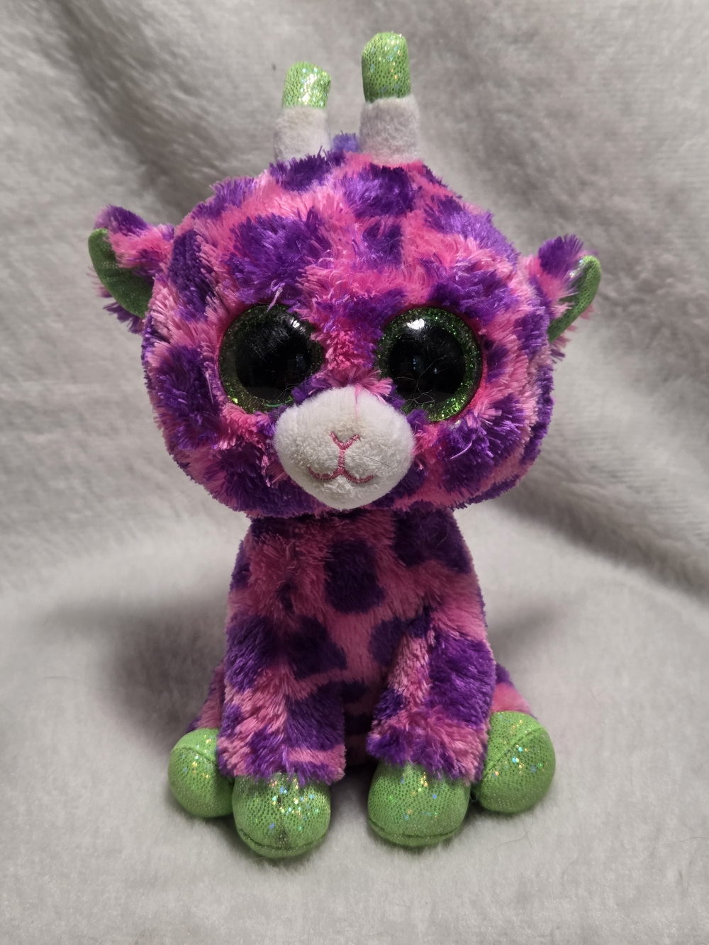 GILBERT Ty Beanie Boos Giraffe Pink Purple with Green 6" NO HANGTAG
